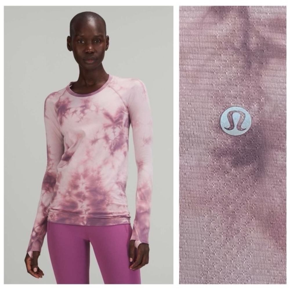 Lululemon Swiftly Tech Long Sleeve Shirt 2.0 Pink Marble Dye Vintage Plum 4